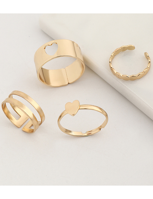 Fashion Rz0631jinse Hollow Love Geometric Ring Set