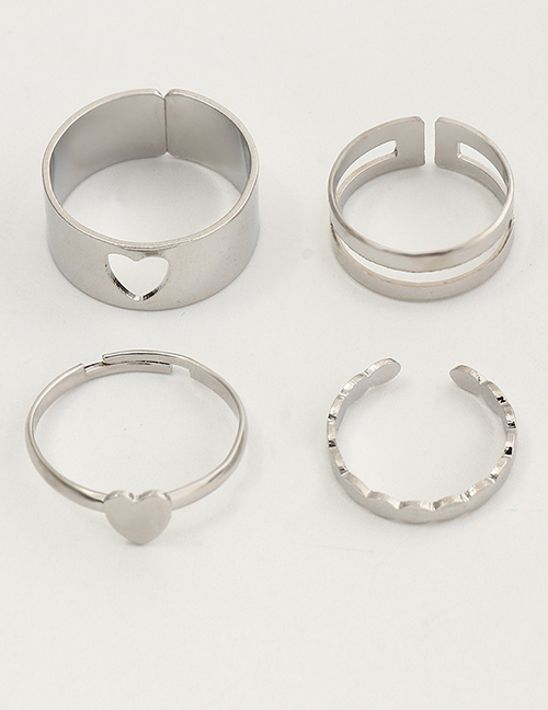 Fashion Rz0631baik Hollow Love Geometric Ring Set