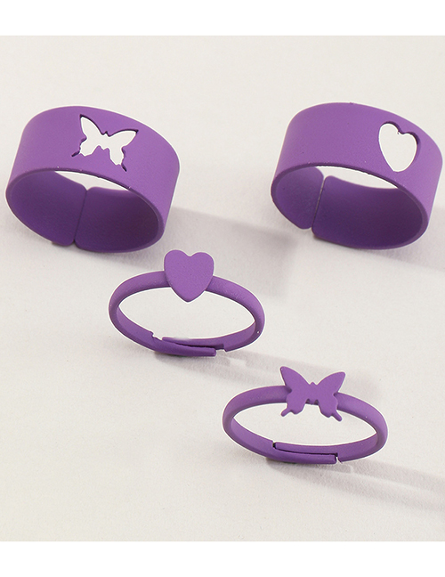 Fashion Purple 8 Pieces Of Love Butterfly Ring