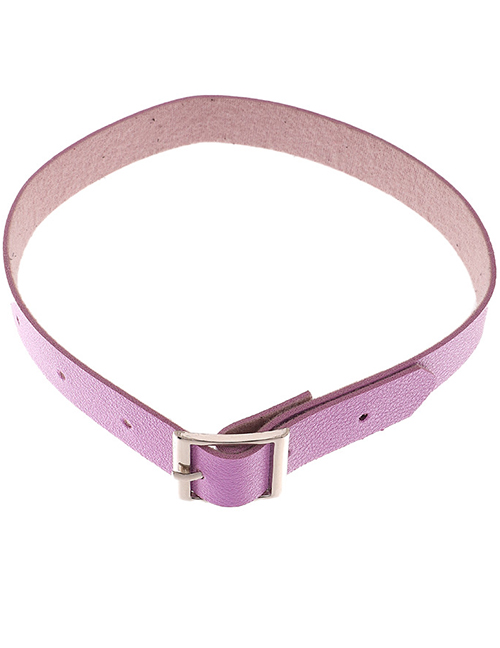 Fashion Purple Leather Square Buckle Collar