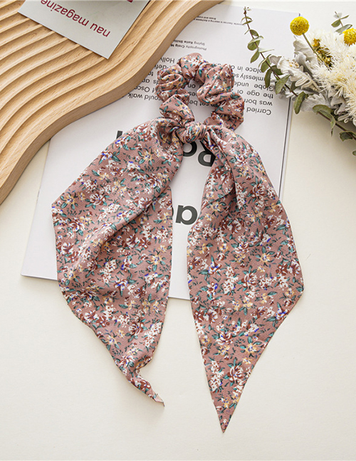 Fashion 5 Color Streamer Coffee Color Floral Streamer Square Scarf Large Intestine Ring