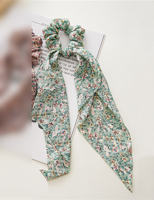 Fashion 5-color Streamer Green Floral Streamer Square Scarf Large Intestine Ring