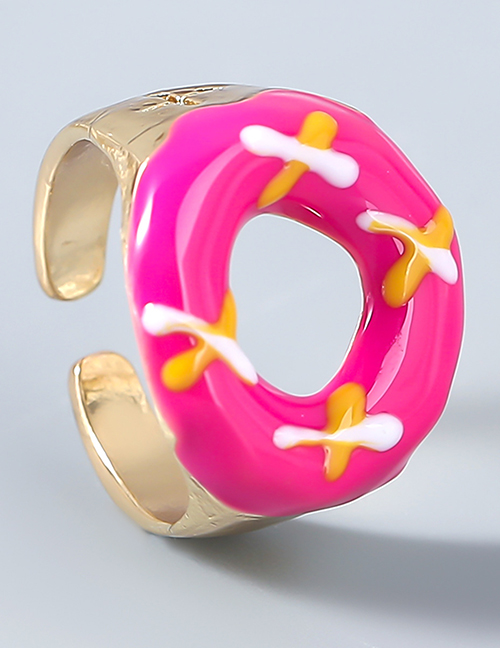 Fashion Rose Red Alloy Drip Oil Donut Ring