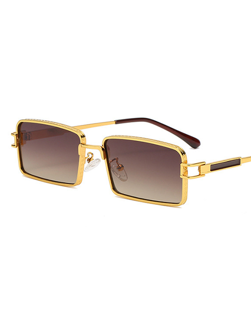Fashion Gold Color Frame Tea Chips Square Frame Glasses