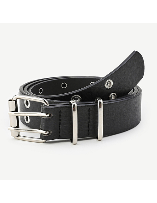 Fashion Black Double Breasted Hollow Belt