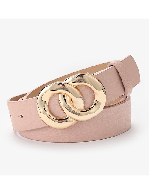 Fashion Pink Double Loop Chain Buckle Perforated Belt