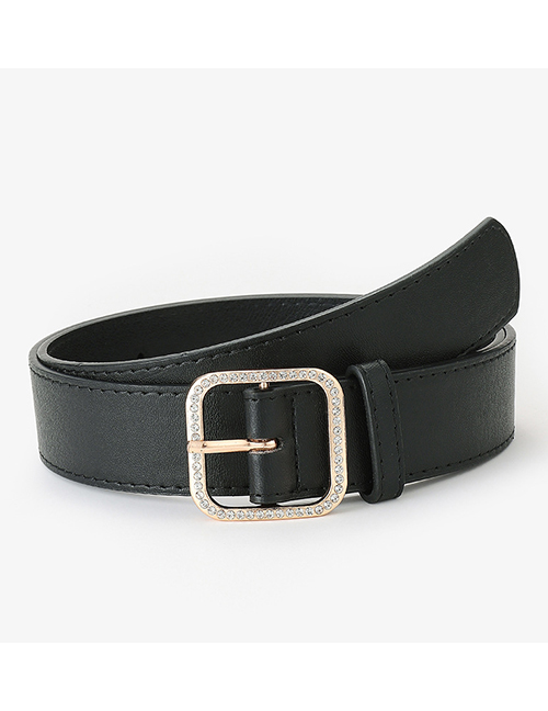 Fashion Black Diamond-studded Square Buckle Belt