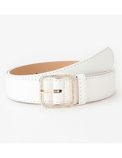 Fashion White Diamond-studded Square Buckle Belt