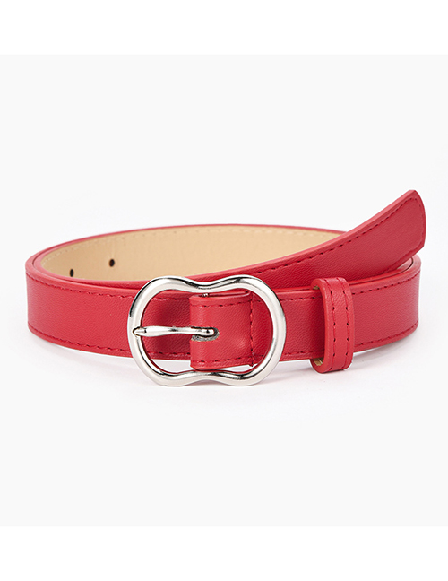 Fashion Red Japanese Buckle Perforated Belt
