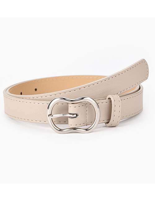 Fashion Beige Japanese Buckle Perforated Belt