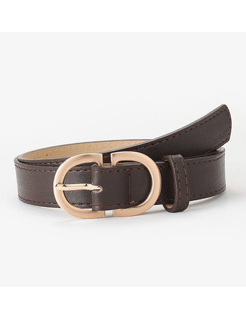 Fashion Brown Metal Geometric Buckle Belt
