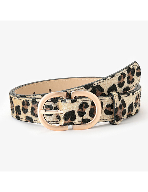 Fashion Leopard Leopard Belt With Metal Geometric Buckle