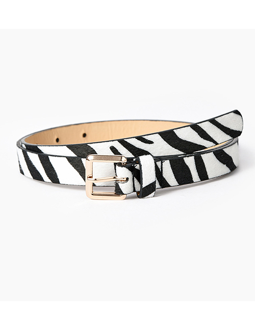 Fashion Zebra Pattern Zebra Pattern Belt With Square Buckle