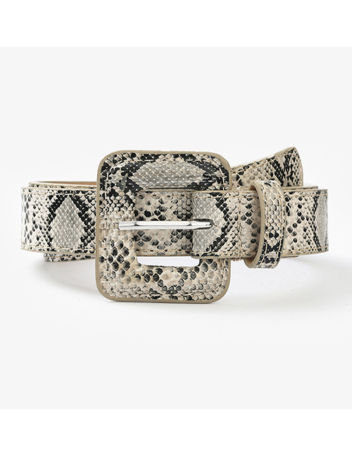 Fashion Serpentine Snake Pattern Square Buckle Belt