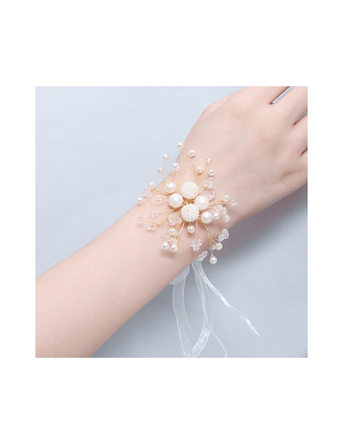 Fashion Sh004 Pearl Flower Ribbon Hand Flower