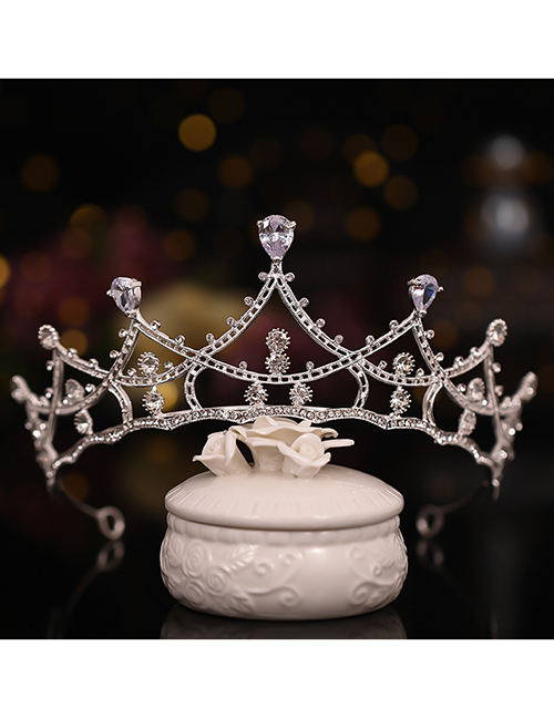Fashion Silver Color Diamond Hollow Crown Headband