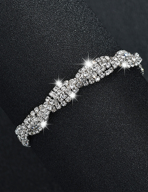 Fashion Silver Color Diamond-studded Zircon Interwoven Bracelet