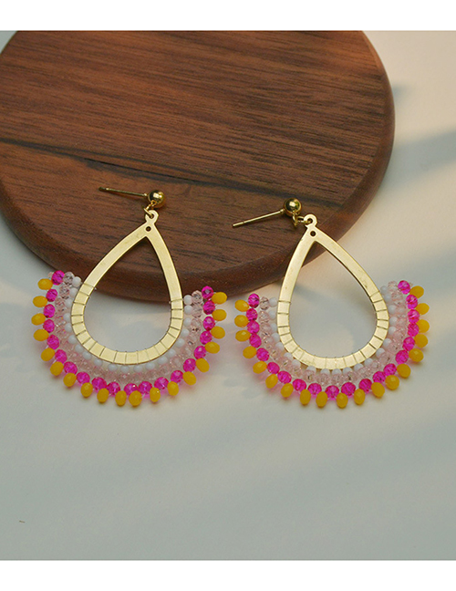 Fashion Yellow Drop-shaped Rice Bead Earrings