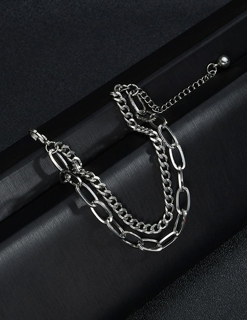 Fashion Silver Color Titanium Steel Geometric Chain Bracelet
