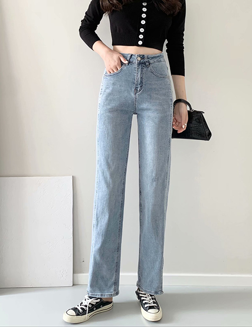 Fashion Blue Side Slit Jeans