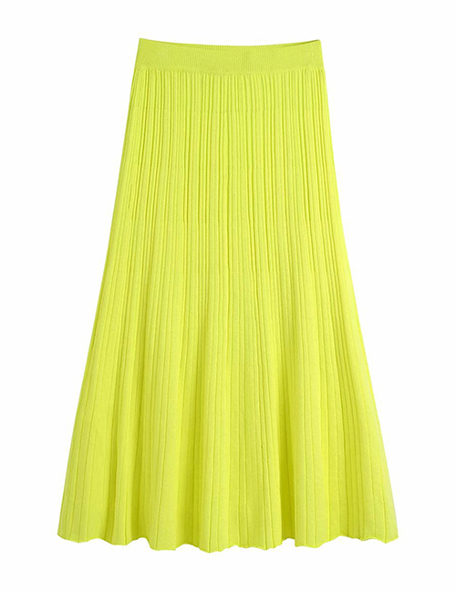 Fashion Green Solid Color Knitted Skirt Long Skirt