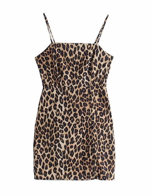 Fashion Leopard Leopard Print Sling Strap Dress