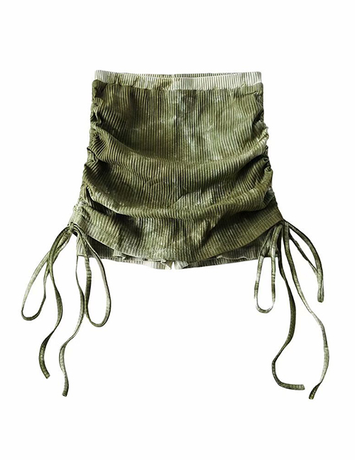 Fashion Armygreen Tie-dye Double Drawstring Skirt