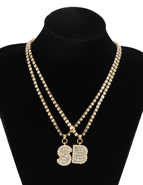 Fashion Golden 1633 Double Letter Necklace