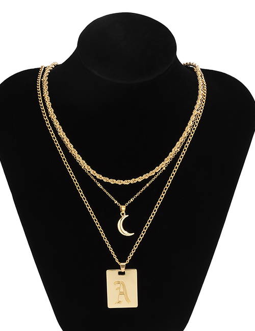 Fashion Golden 1130 Copper Bead Chain Moon Letter Set Necklace