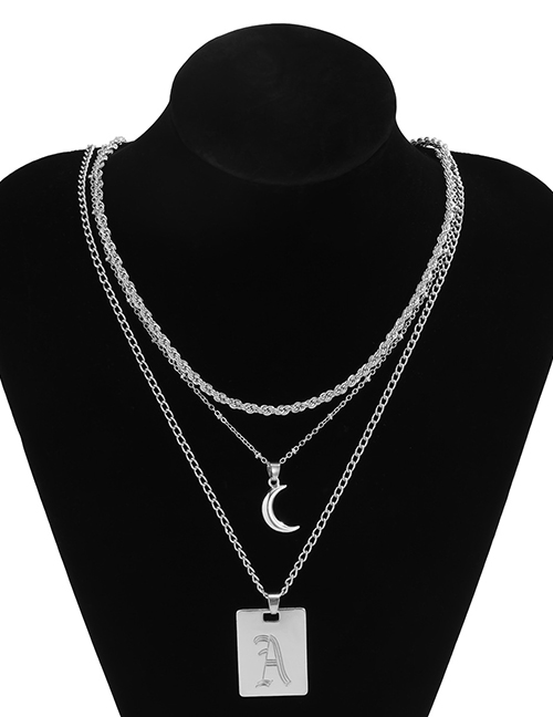 Fashion White K 1130 Copper Bead Chain Moon Letter Set Necklace