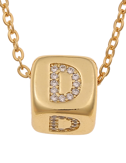 Fashion D Copper Micro-inlaid Zirconium Geometric Shape English Alphabet Necklace