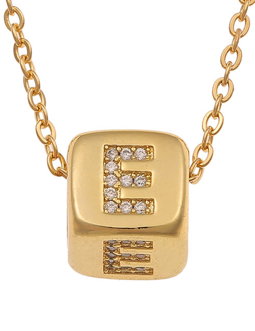 Fashion E Copper Micro-inlaid Zirconium Geometric Shape English Alphabet Necklace