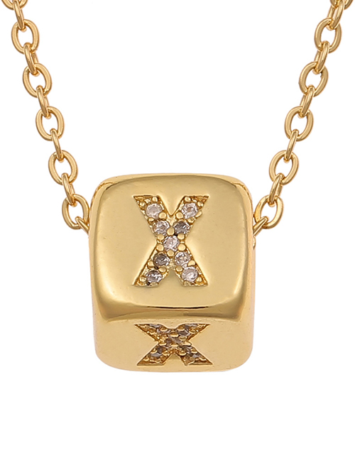 Fashion X Copper Micro-inlaid Zirconium Geometric Shape English Alphabet Necklace