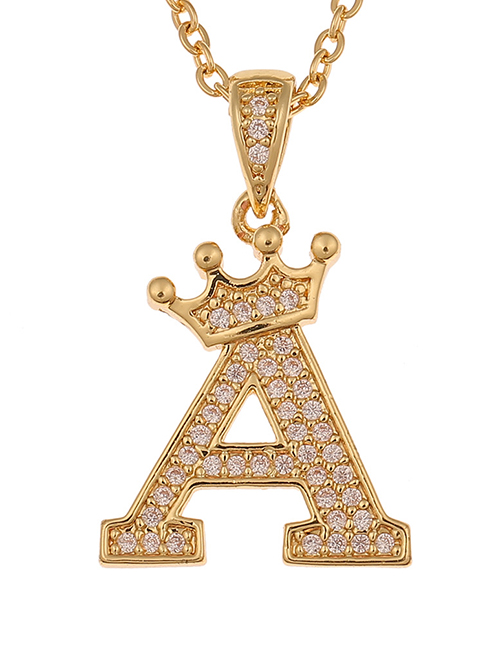 Fashion A Crown English Alphabet Chain Necklace