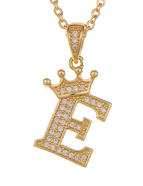 Fashion E Crown English Alphabet Chain Necklace