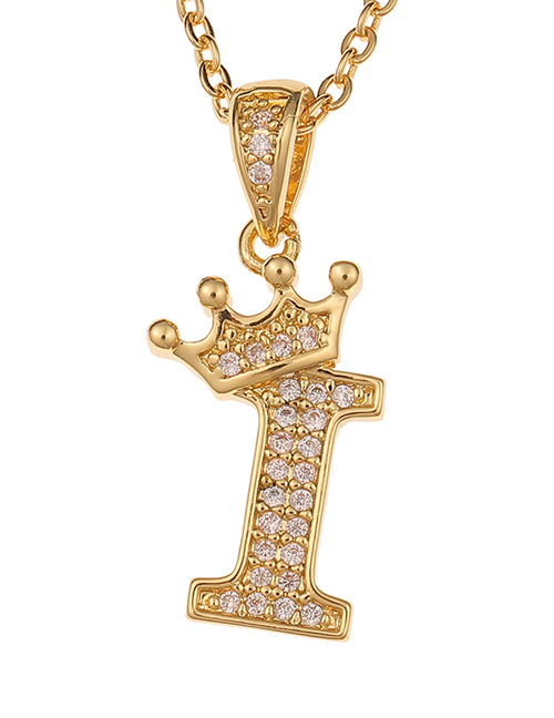 Fashion I Crown English Alphabet Chain Necklace