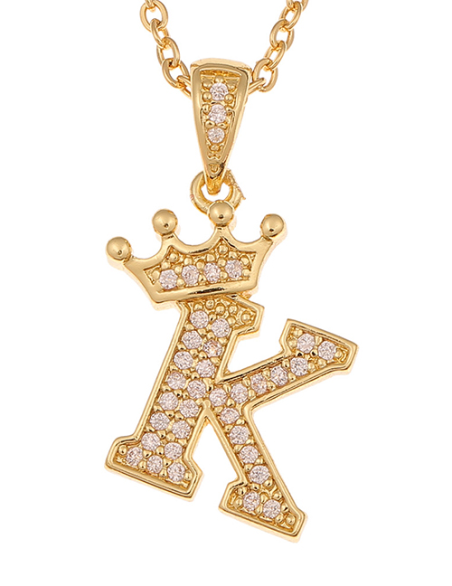 Fashion K Crown English Alphabet Chain Necklace