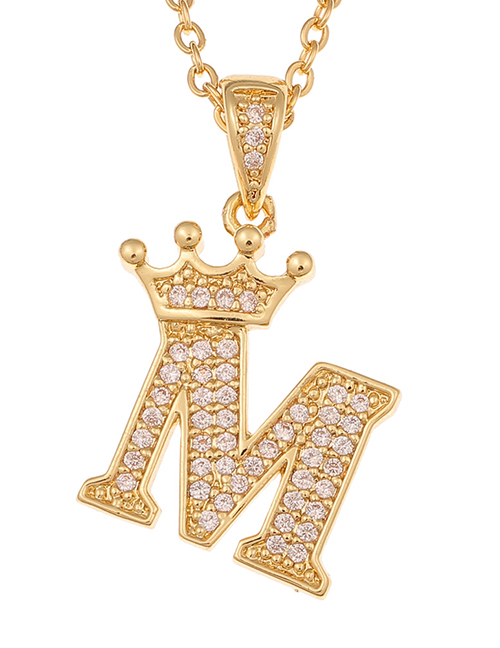 Fashion M Crown English Alphabet Chain Necklace