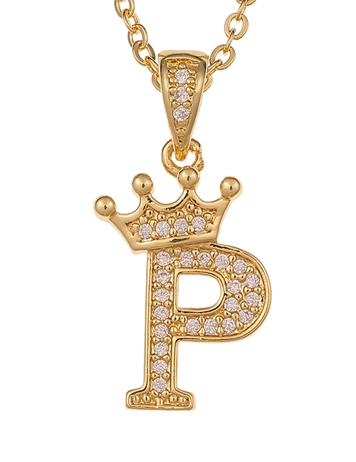 Fashion P Crown English Alphabet Chain Necklace