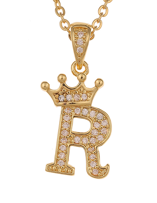 Fashion R Crown English Alphabet Chain Necklace