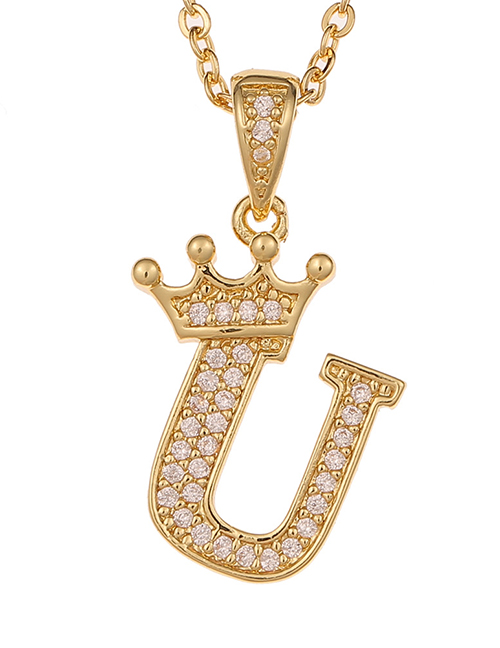 Fashion U Crown English Alphabet Chain Necklace