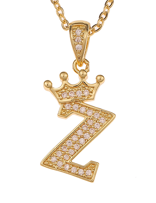 Fashion Z Crown English Alphabet Chain Necklace