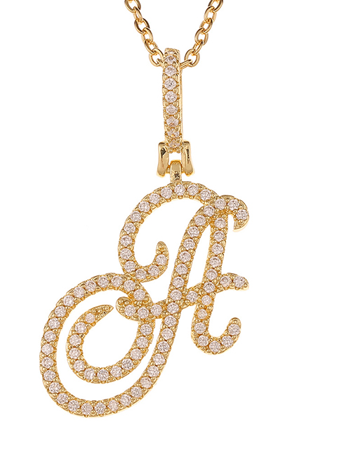 Fashion A Micro Inlaid Zircon Art English Alphabet Chain Necklace