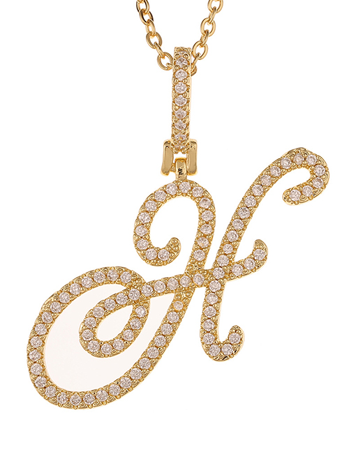 Fashion H Micro Inlaid Zircon Art English Alphabet Chain Necklace