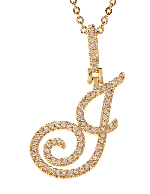 Fashion J Micro Inlaid Zircon Art English Alphabet Chain Necklace