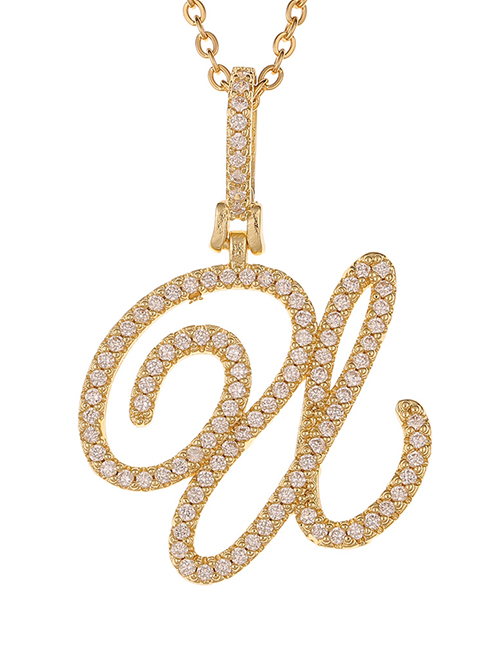 Fashion U Micro Inlaid Zircon Art English Alphabet Chain Necklace