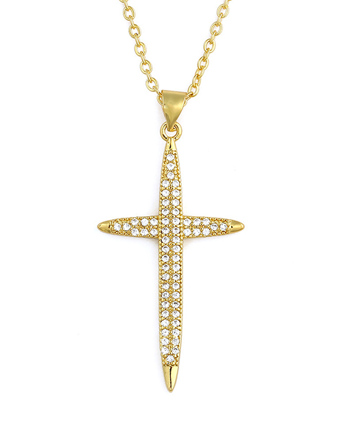 Fashion 1# Micro Zircon Cross Necklace