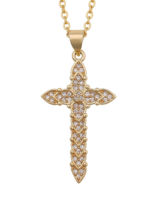 Fashion 5# Micro Zircon Cross Necklace