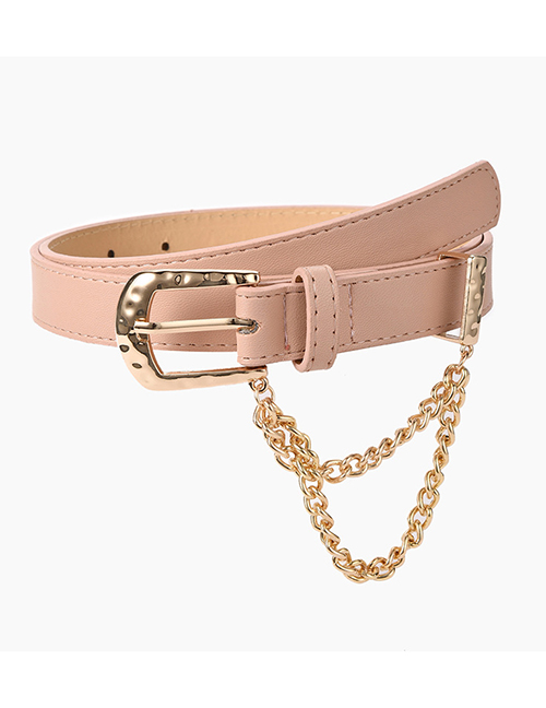 Fashion Pink Pin Buckle Inlaid Chain Belt