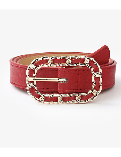 Fashion Red Metal Japanese Buckle Belt